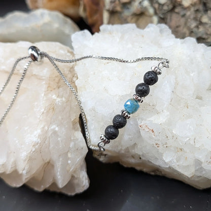 Silver Lava and Gemstone Bracelets