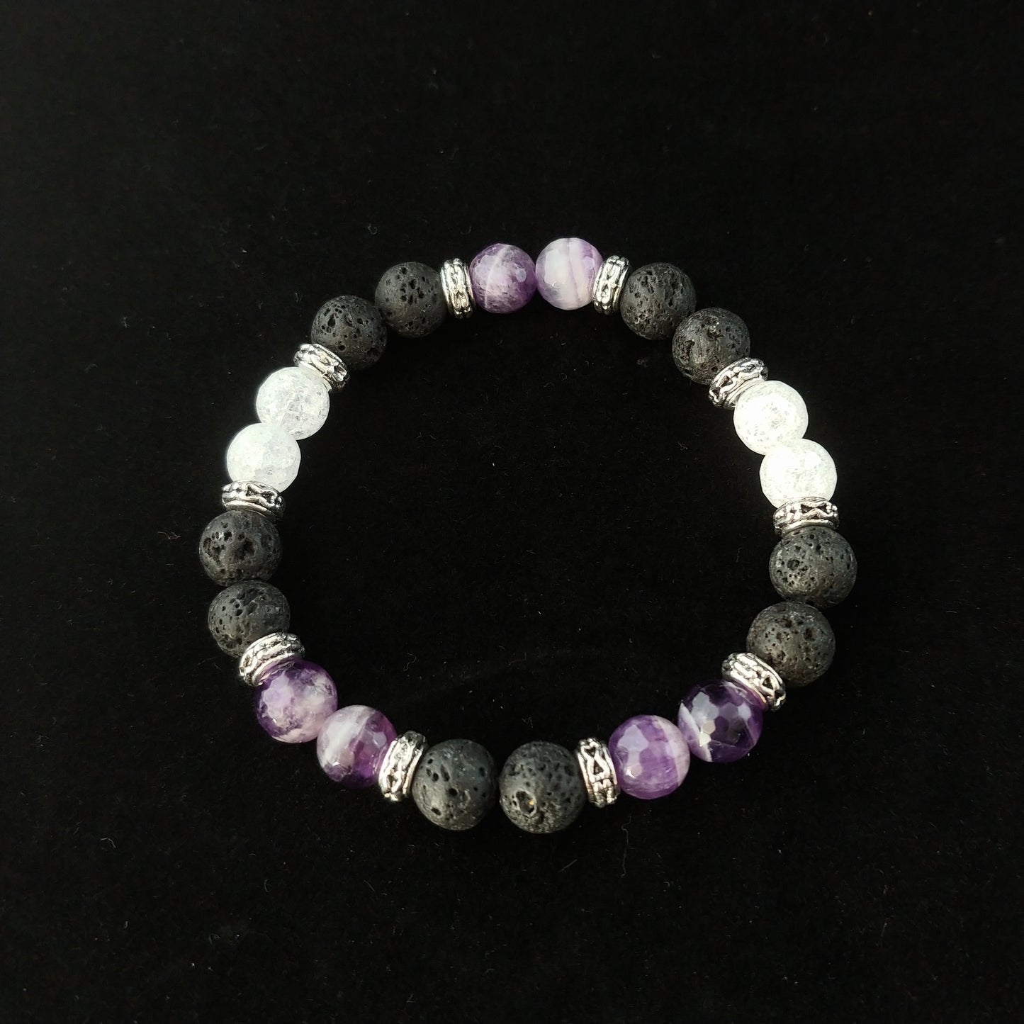 Amethyst Stone and Crystal Ice Beads Bracelet