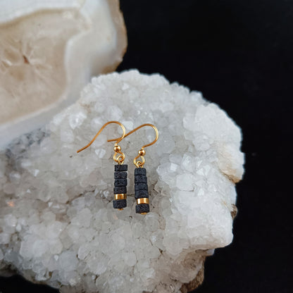 Dainty Lava Earrings - Gold and Silver