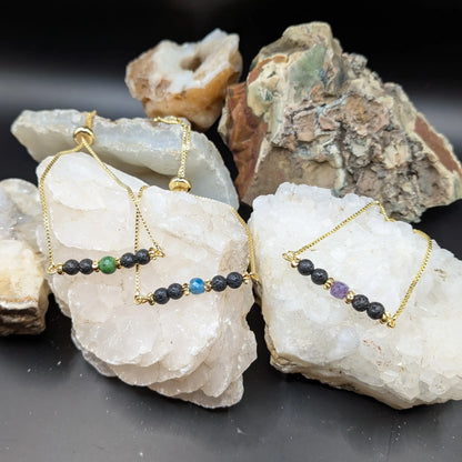Golden Lava and Gemstone Bracelets