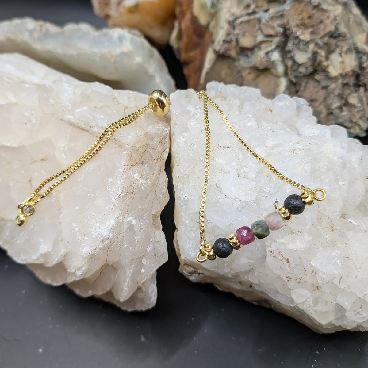 Golden Lava and Gemstone Bracelets - Assorted Gemstones