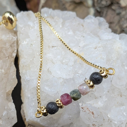Golden Lava and Gemstone Bracelets - Assorted Gemstones