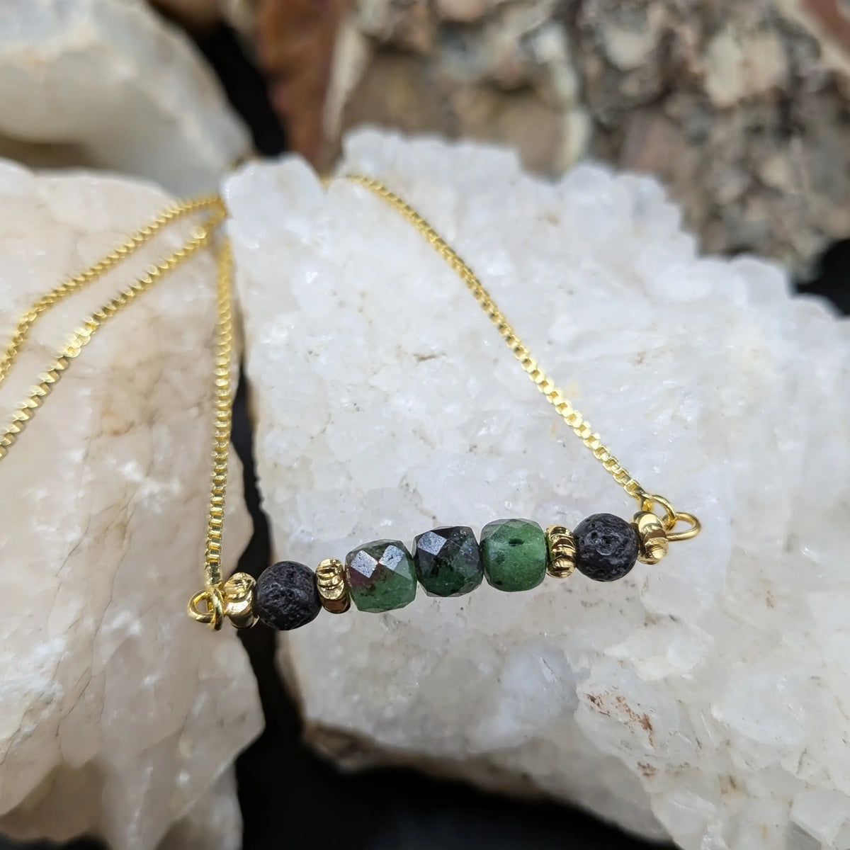 Golden Lava and Gemstone Bracelets - Assorted Gemstones