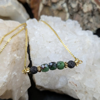 Golden Lava and Gemstone Bracelets - Assorted Gemstones