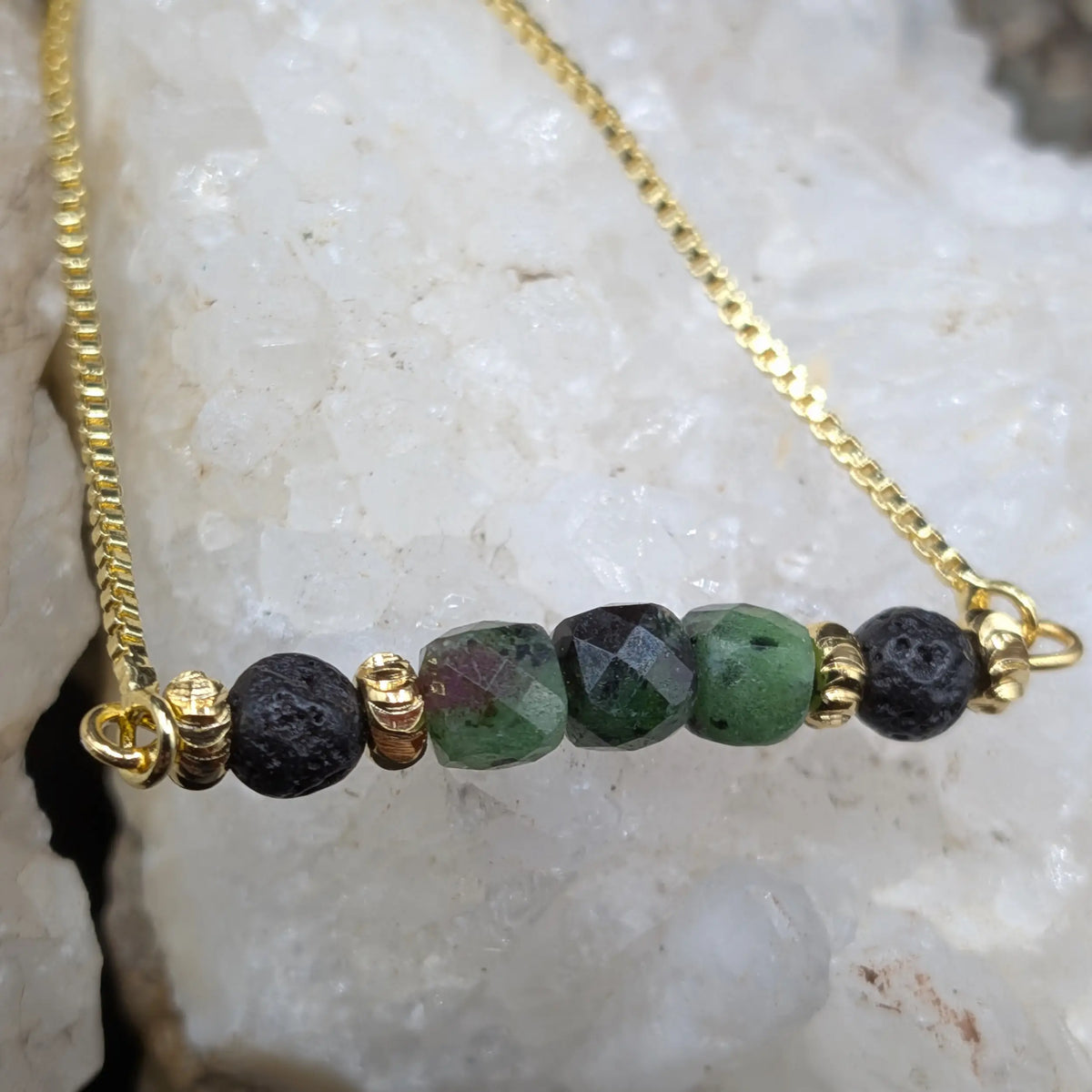 Golden Lava and Gemstone Bracelets - Assorted Gemstones