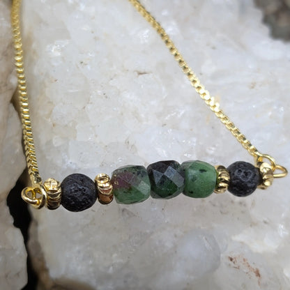 Golden Lava and Gemstone Bracelets - Assorted Gemstones