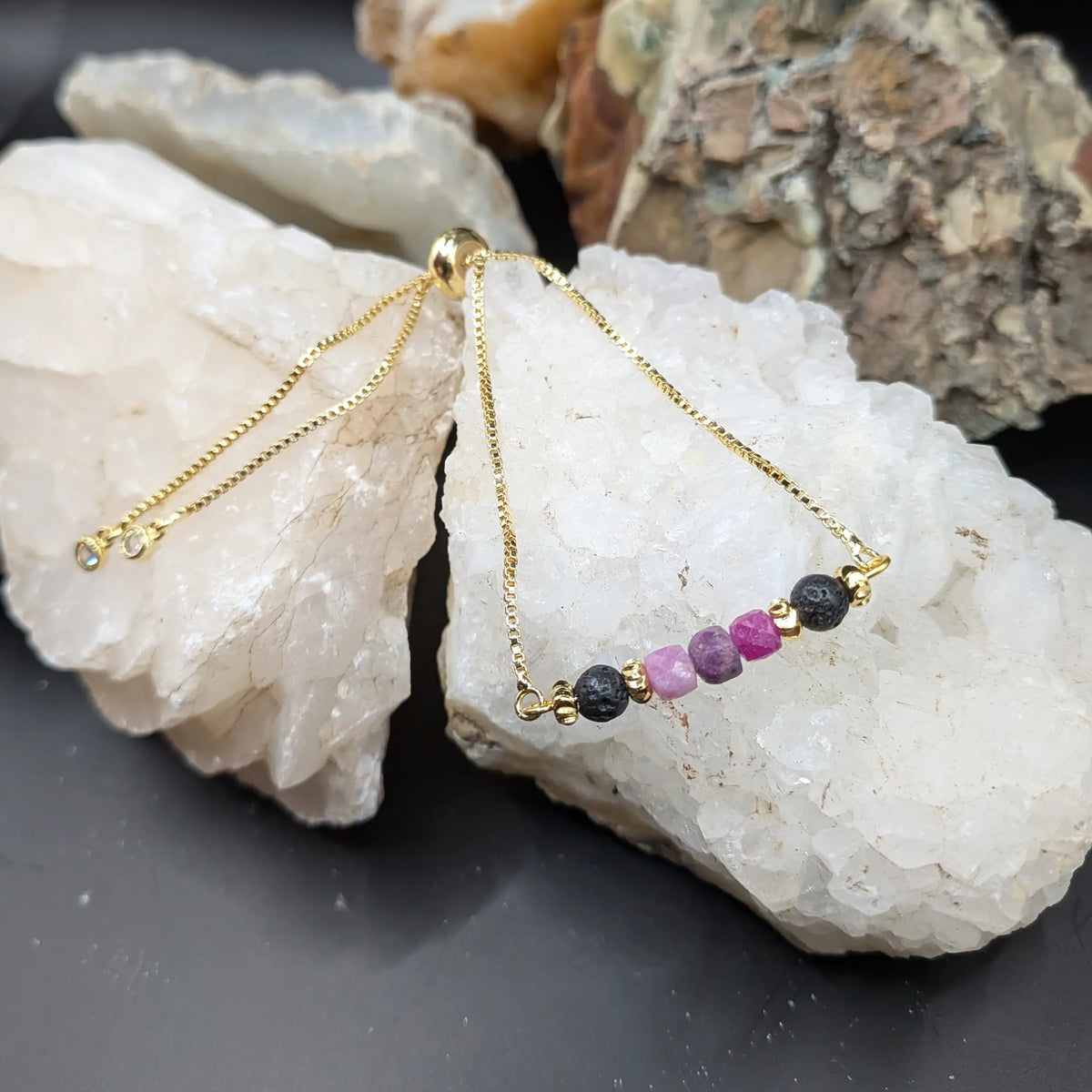 Golden Lava and Gemstone Bracelets - Assorted Gemstones