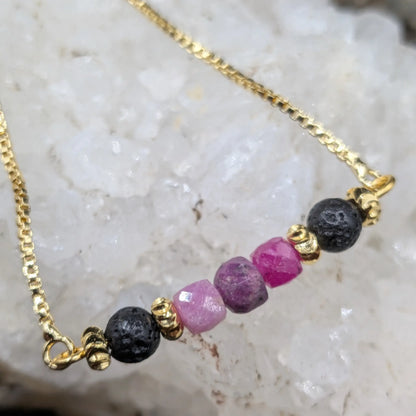 Golden Lava and Gemstone Bracelets - Assorted Gemstones
