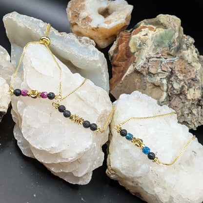 Golden Lava and Gemstone Bracelets - Center Spacers