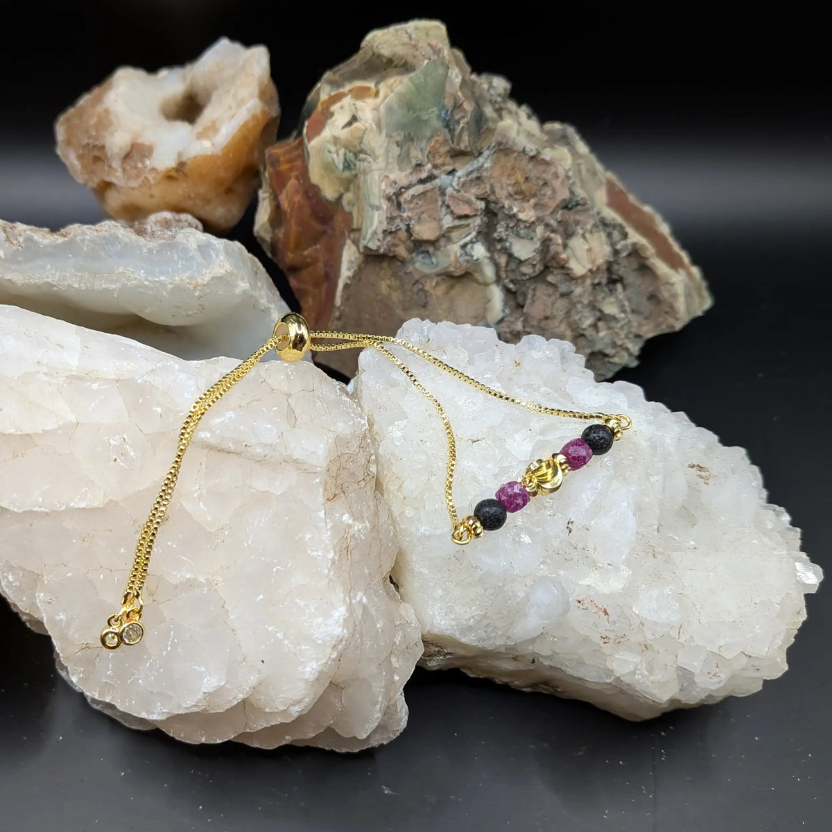 Golden Lava and Gemstone Bracelets - Center Spacers