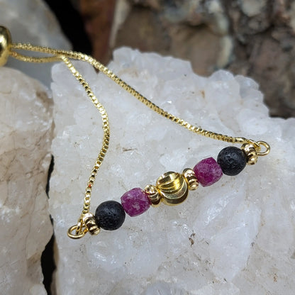Golden Lava and Gemstone Bracelets - Center Spacers
