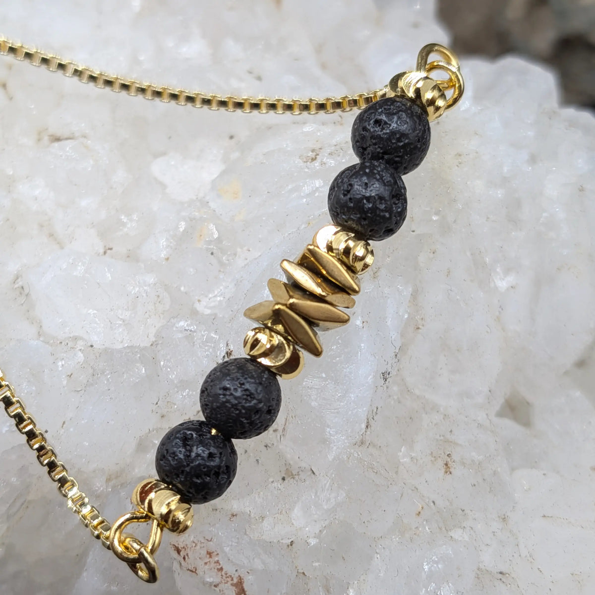 Golden Lava and Gemstone Bracelets - Center Spacers