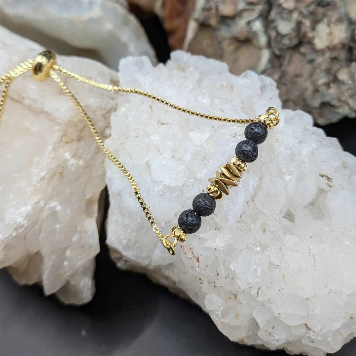 Golden Lava and Gemstone Bracelets - Center Spacers