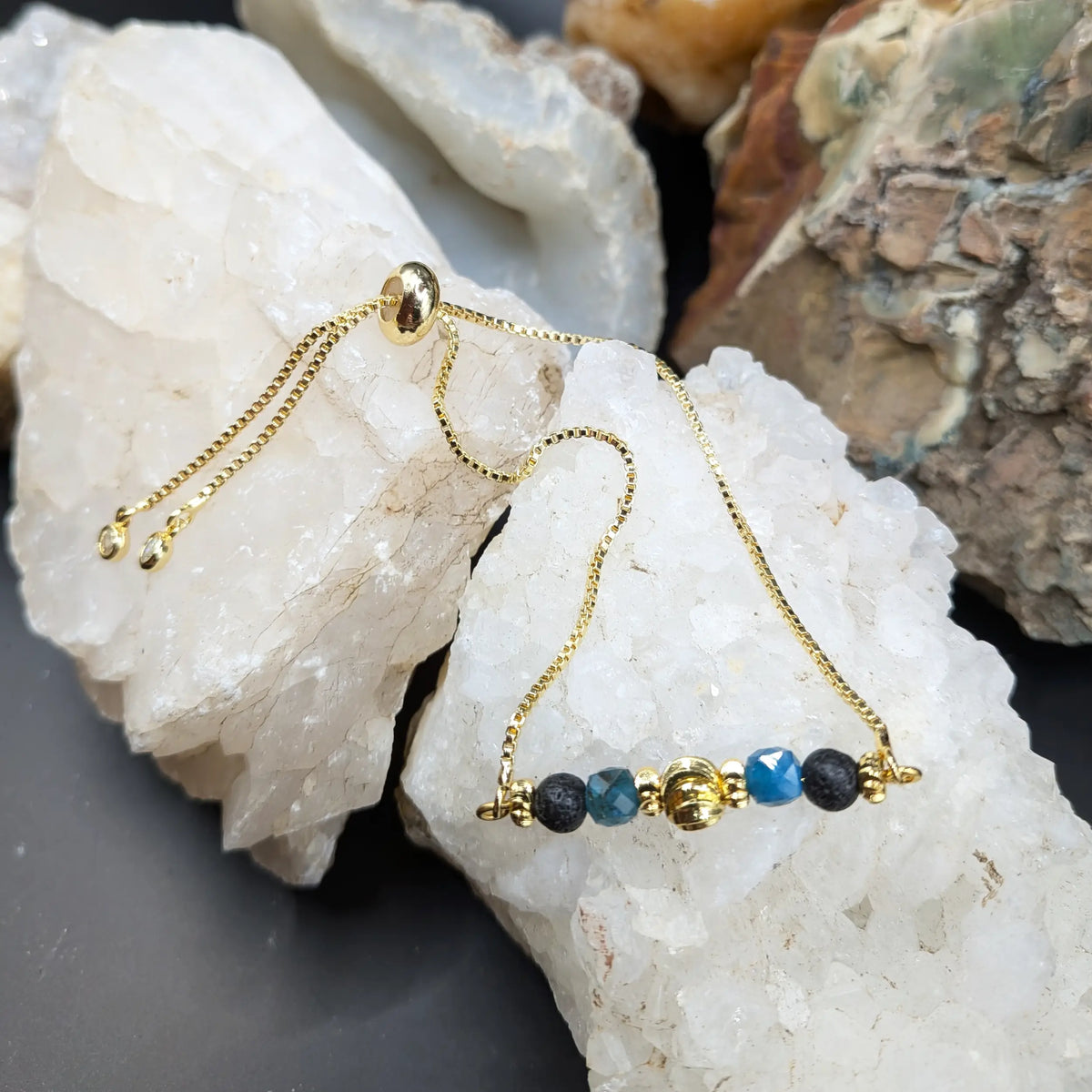 Golden Lava and Gemstone Bracelets - Center Spacers