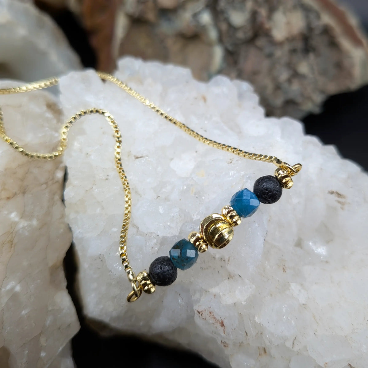 Golden Lava and Gemstone Bracelets - Center Spacers
