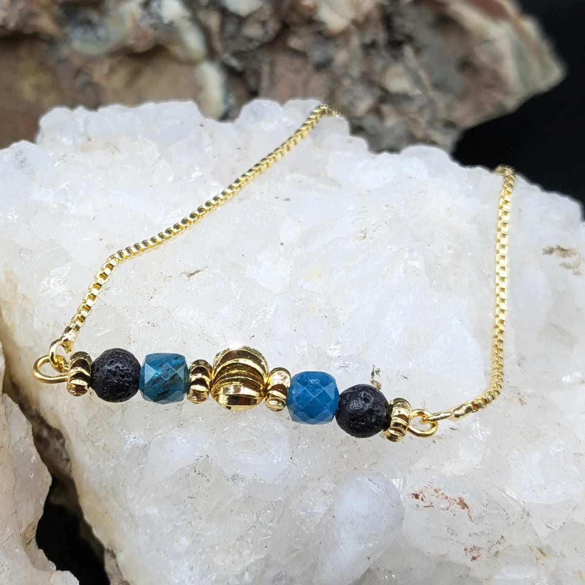 Golden Lava and Gemstone Bracelets - Center Spacers