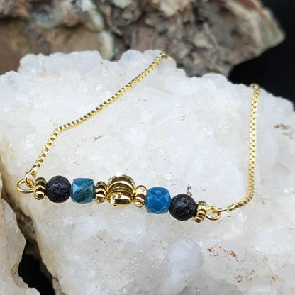 Golden Lava and Gemstone Bracelets - Center Spacers