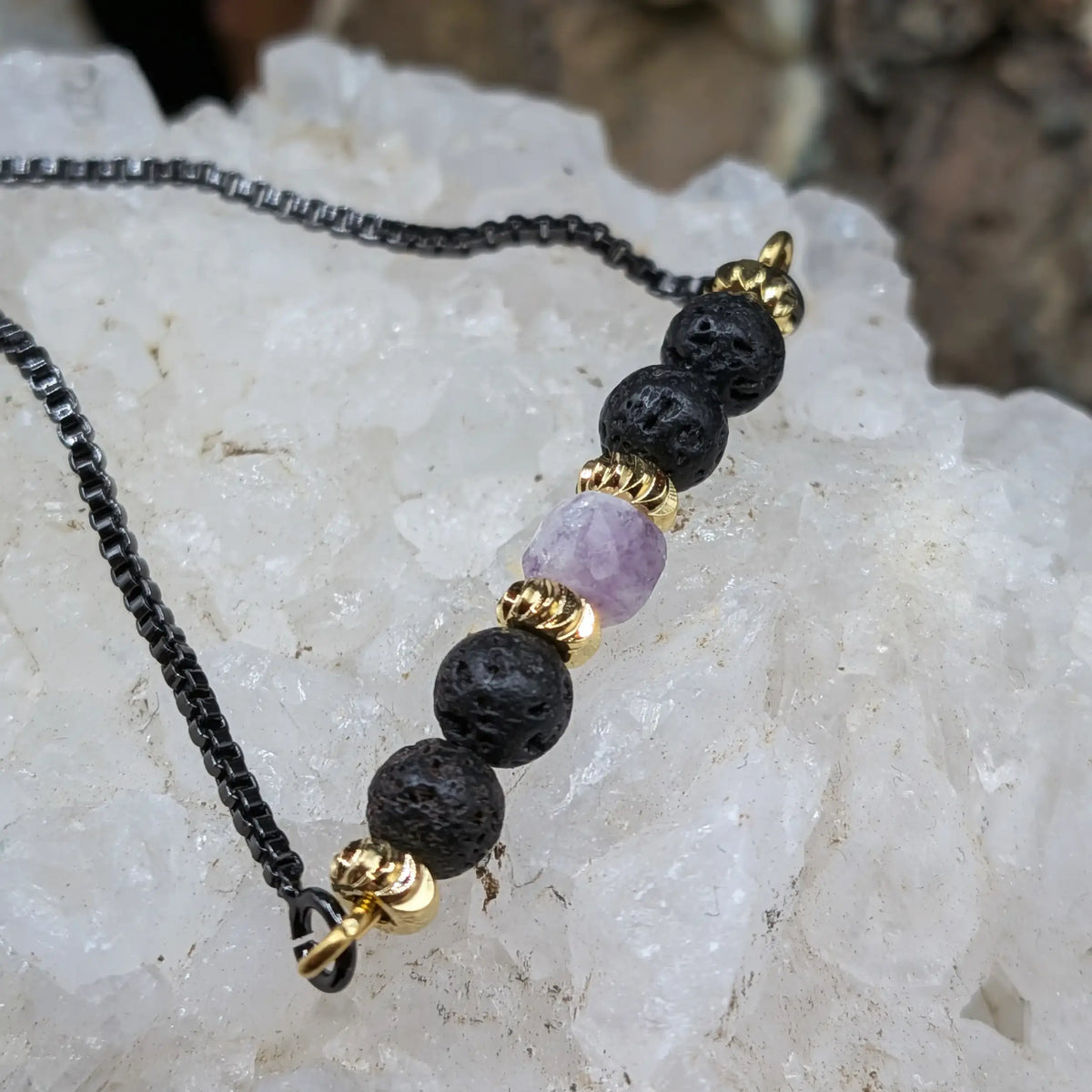 Black Lava and Gemstone Bracelets