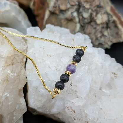 Golden Lava and Gemstone Bracelets