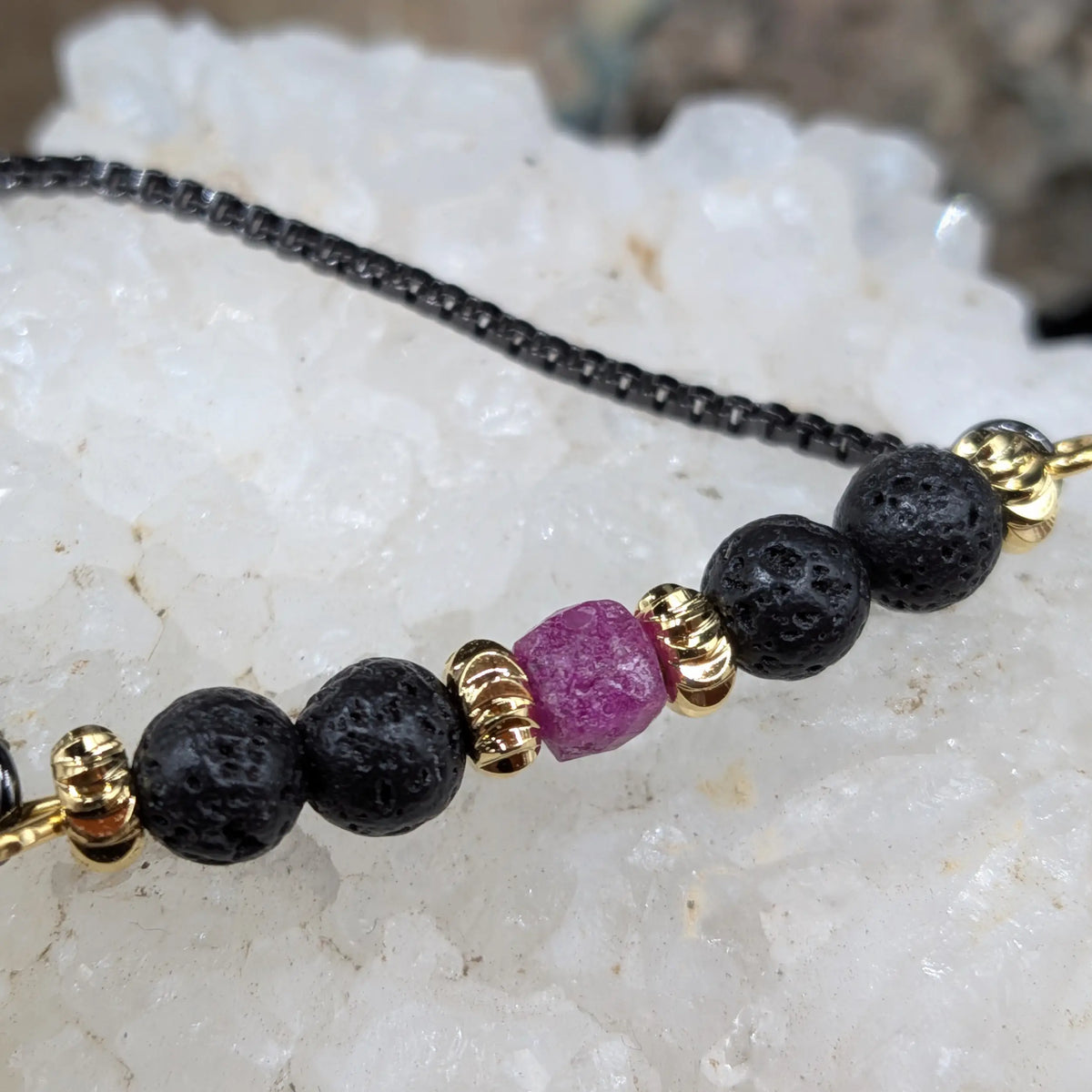 Black Lava and Gemstone Bracelets