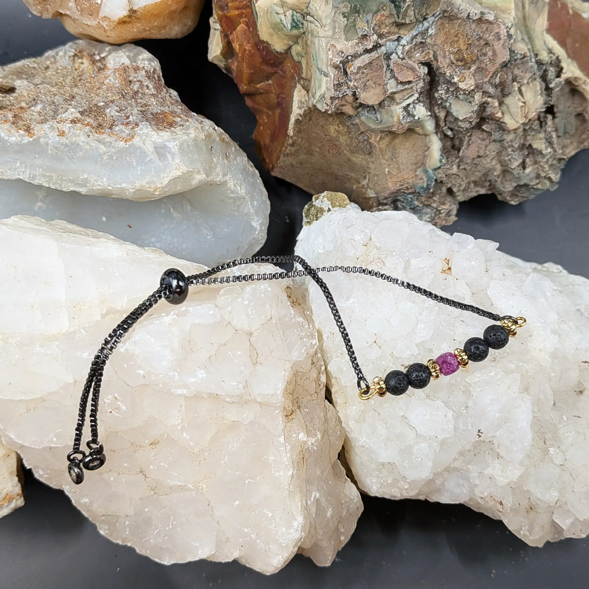 Black Lava and Gemstone Bracelets