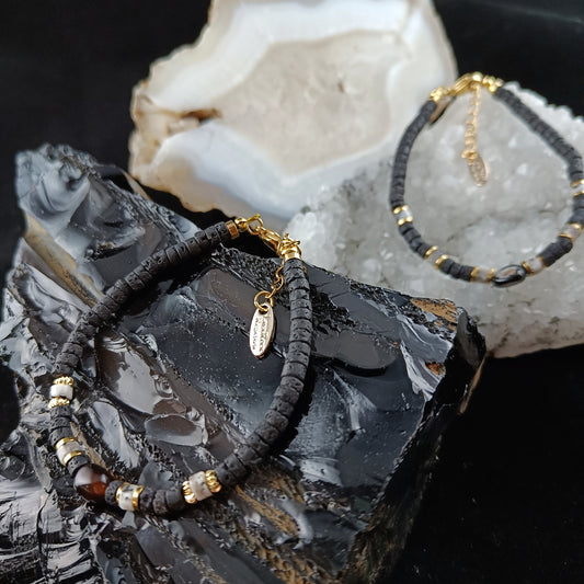 Black Agate Lava Bracelets