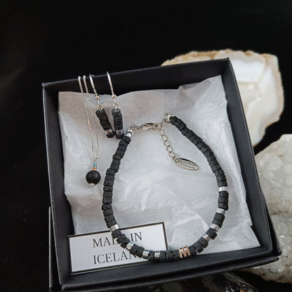 Lava Rock Reykjavik - Sterling Silver Lava Stone Jewelry Set
