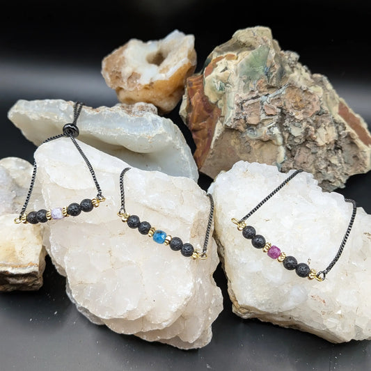Black Lava and Gemstone Bracelets
