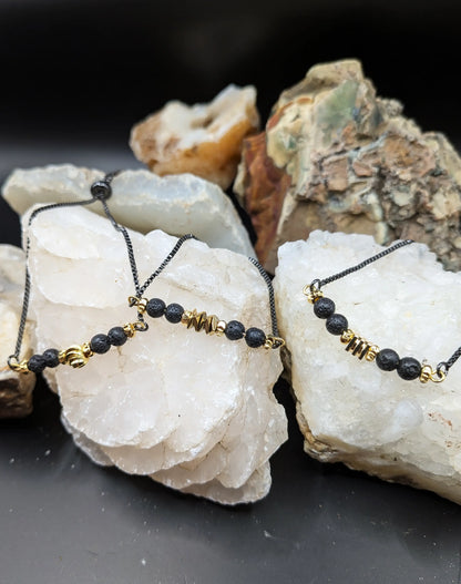 Black Lava and Gemstone Bracelets - Center Spacers