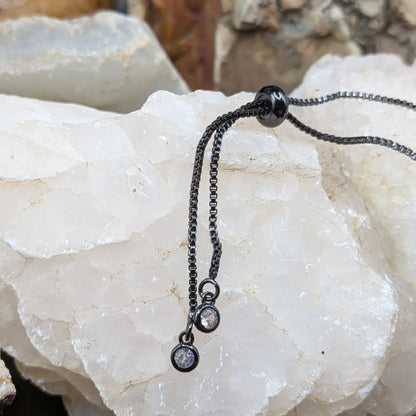 Black Lava and Gemstone Bracelets - Heart Center Piece