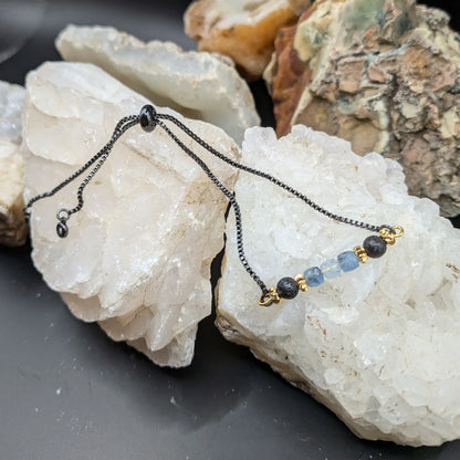Black Lava and Gemstone Bracelets - Assorted Gemstones