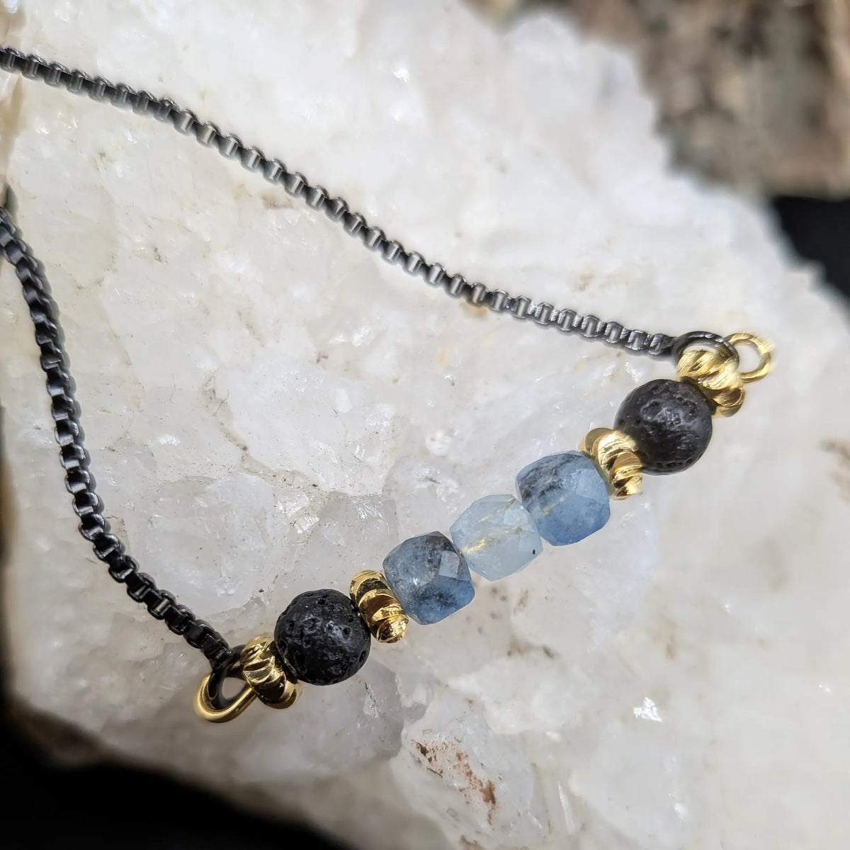 Black Lava and Gemstone Bracelets - Assorted Gemstones
