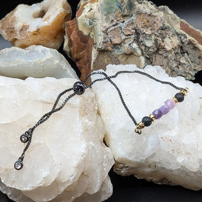 Black Lava and Gemstone Bracelets - Assorted Gemstones