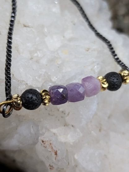 Black Lava and Gemstone Bracelets - Assorted Gemstones