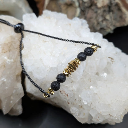 Black Lava and Gemstone Bracelets - Center Spacers