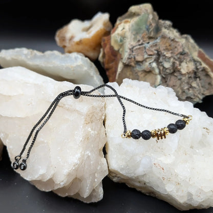 Black Lava and Gemstone Bracelets - Center Spacers