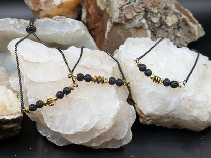 Black Lava and Gemstone Bracelets - Center Spacers