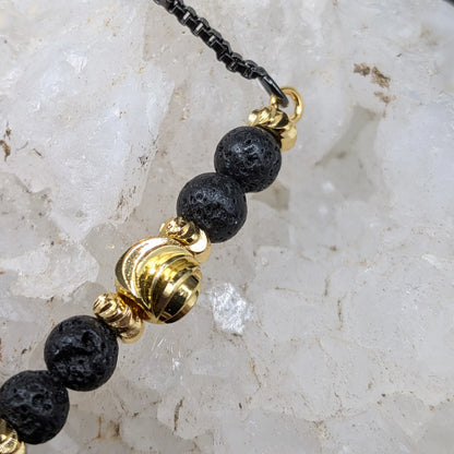 Black Lava and Gemstone Bracelets - Center Spacers