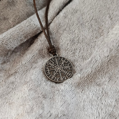 Vegvisir Leather Necklace with Lava Stones