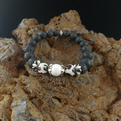 Natural Agate and Howlite Lava Bracelet