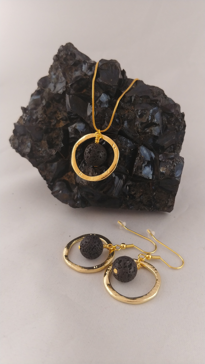 Golden Circle Lava Set with Golden Circle Earrings and Golden Circle Necklace