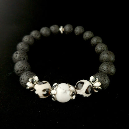 Natural Agate and Howlite Lava Bracelet