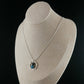 Hammered Silver Circle Necklace with Lava Rock and Blue Natural Apatite