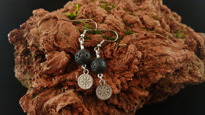 Ægishjálmur - Helm of Awe - Lava Rock Earrings - Icelandic Jewelry