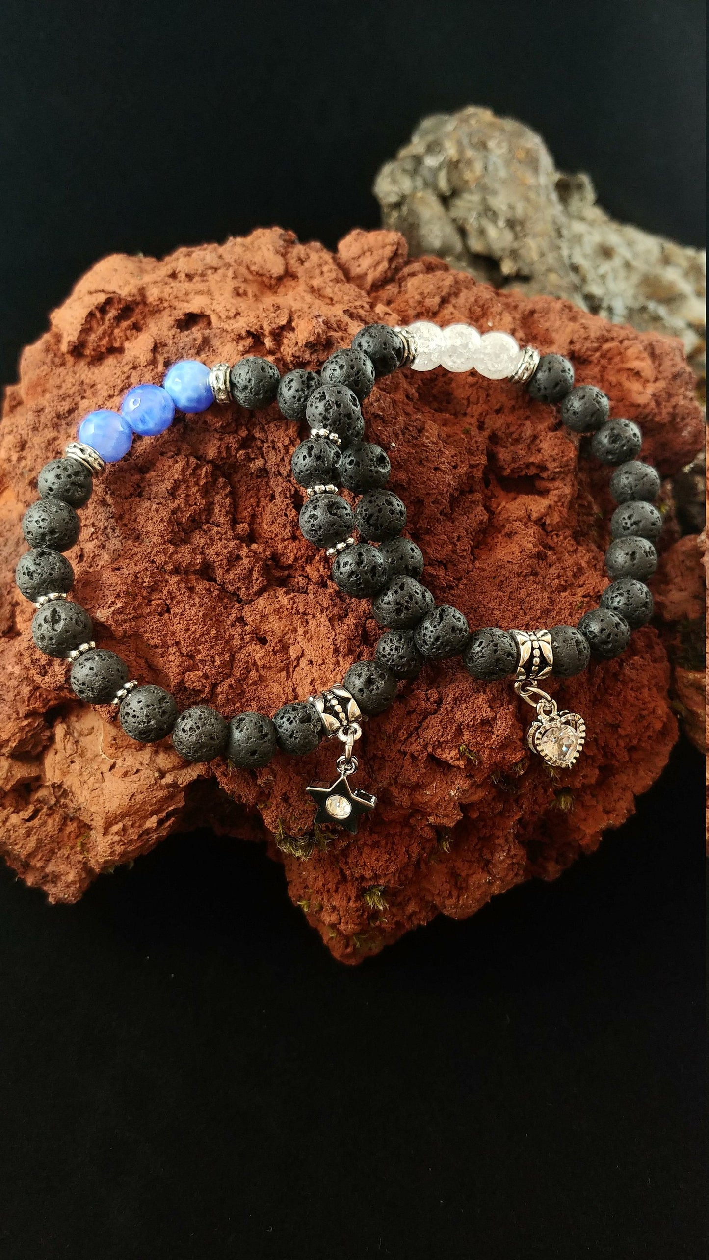 Lava Bracelet with Heart or Star Charm