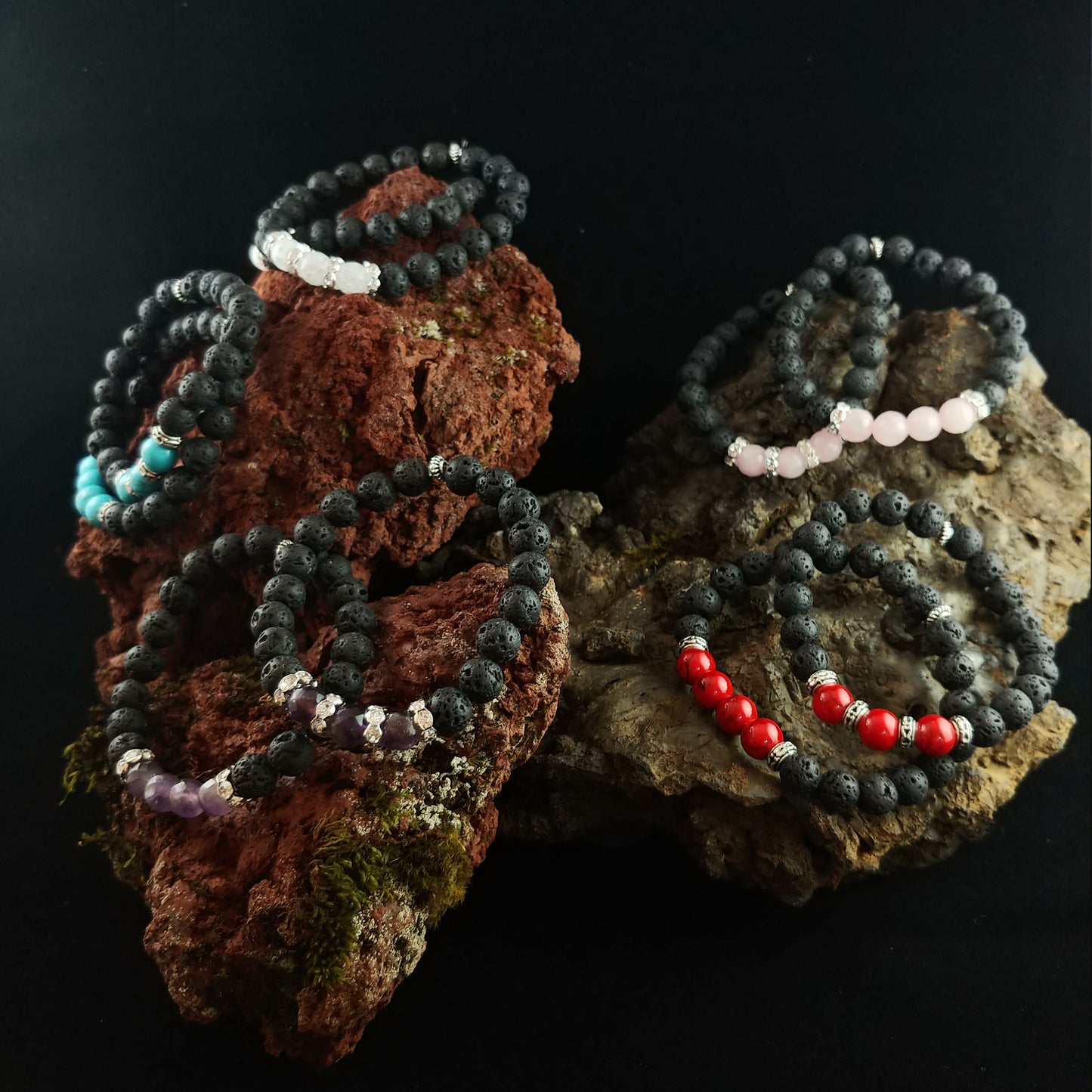 Aurora Amethyst Bracelets - Icelandic Nature Bracelet with Amethyst Beads and Rhinestone Spacers