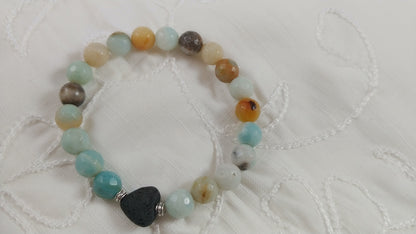 Amazonite Bracelets with Lava Hearts