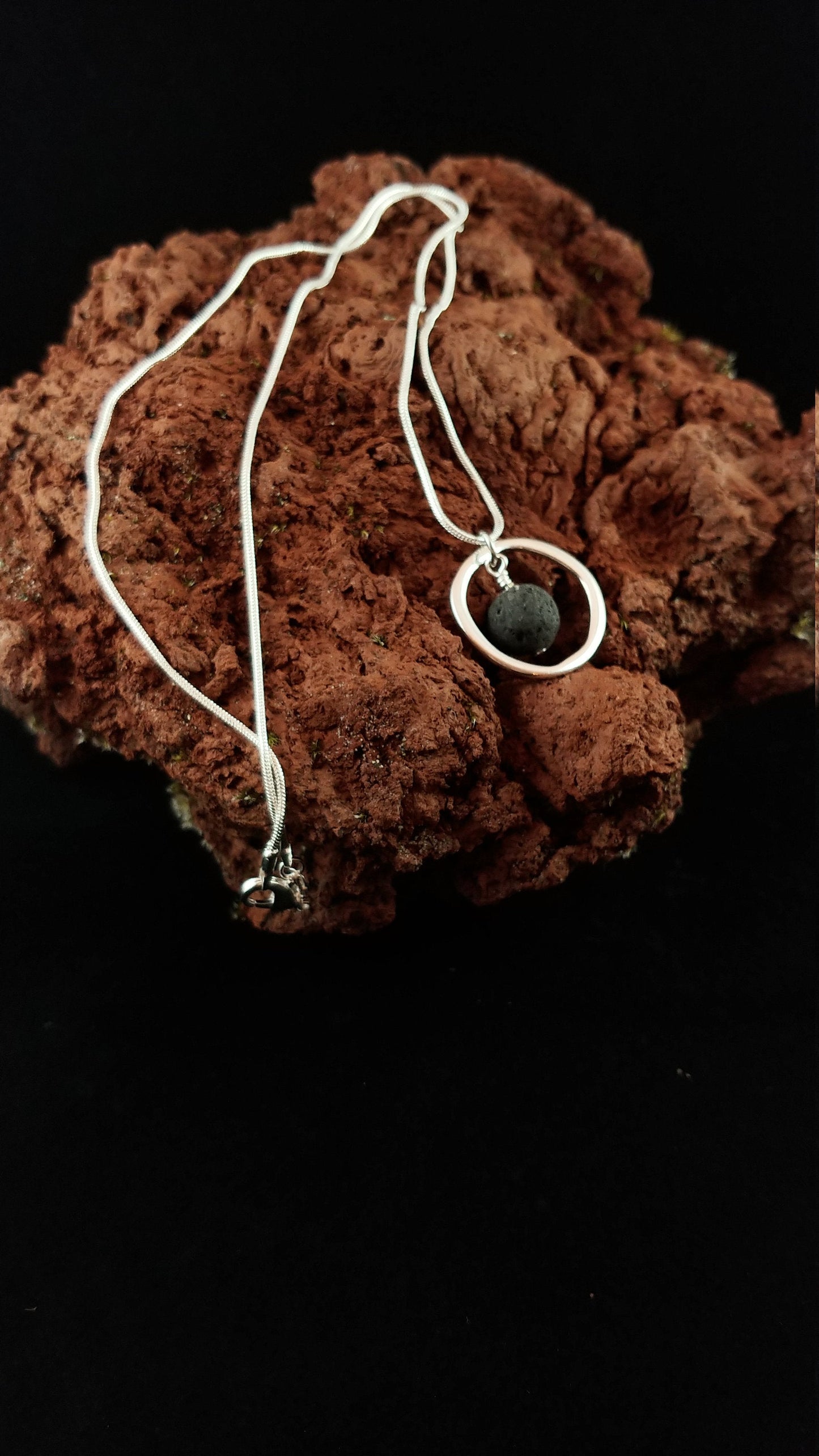 Circle Necklace with Lava Rock