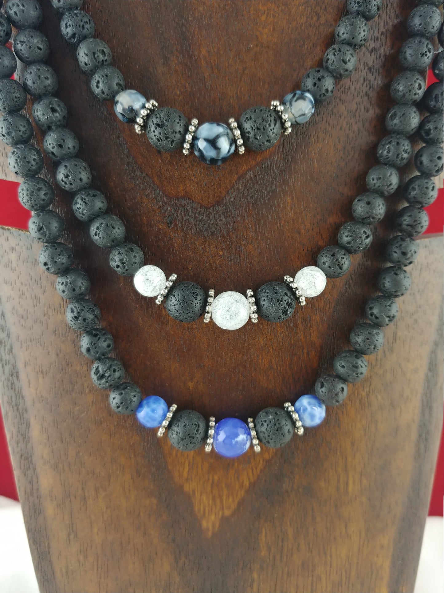 Grand Lava Necklace with Gemstones - 3 Types of Gemstones to select from