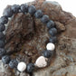 Lava Rock Howlite Heart Bracelet with 2 Howlite Stones